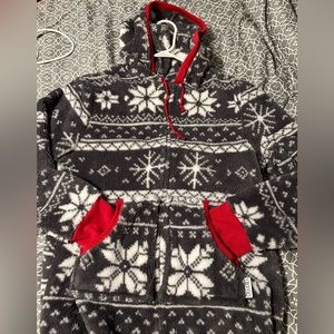 Matching Hoodie- footie fleece Christmas pajamas for you and your pup